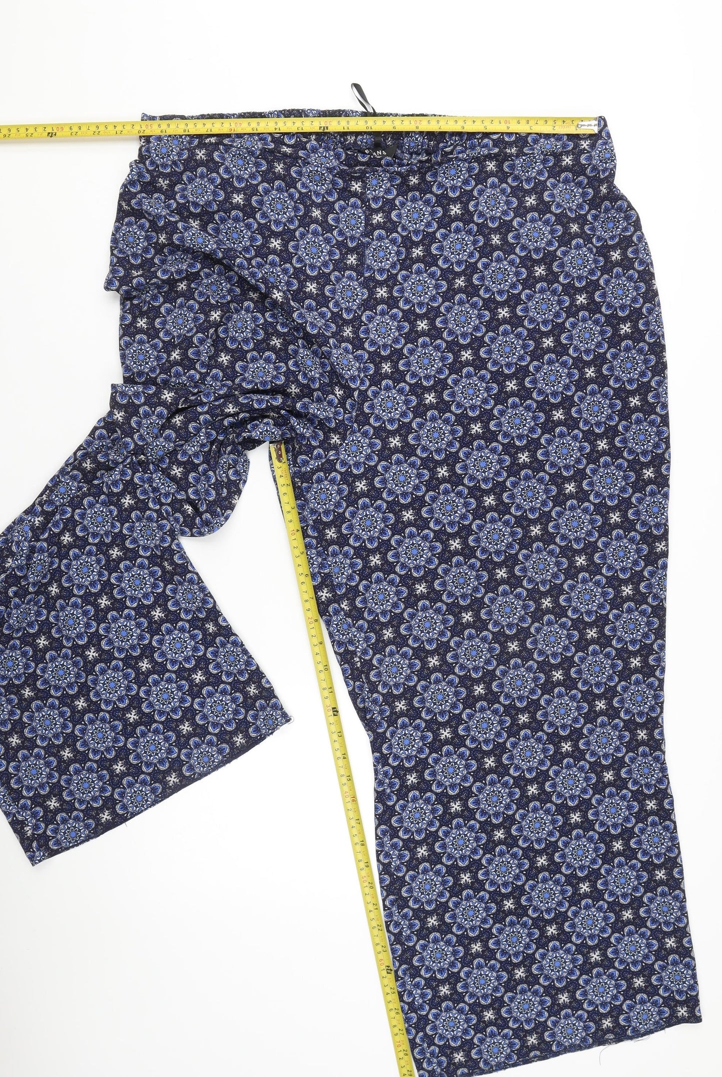 Evans Women’s Blue Floral Wide-Leg Trousers Size 22 Plus Viscose