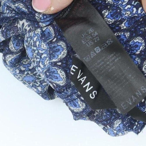 Evans Women’s Blue Floral Wide-Leg Trousers Size 22 Plus Viscose