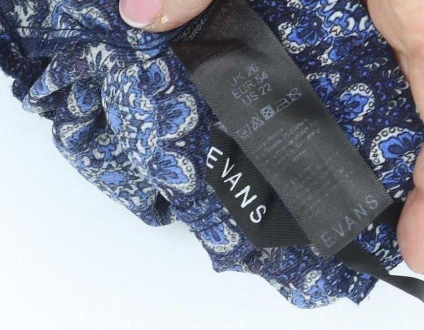 Evans Women’s Blue Floral Wide-Leg Trousers Size 22 Plus Viscose