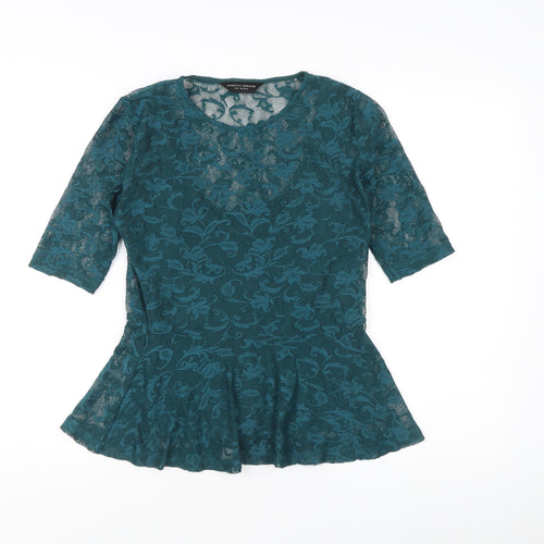 Dorothy Perkins Women's Green Lace Peplum Blouse Size 8