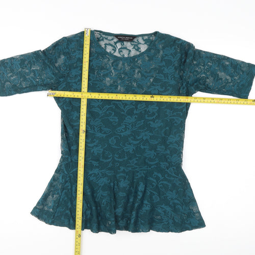 Dorothy Perkins Women's Green Lace Peplum Blouse Size 8