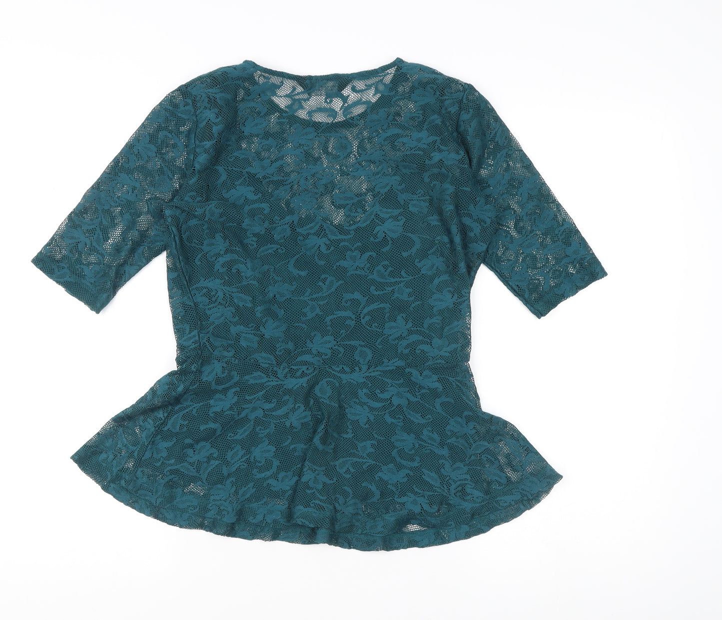 Dorothy Perkins Women's Green Lace Peplum Blouse Size 8