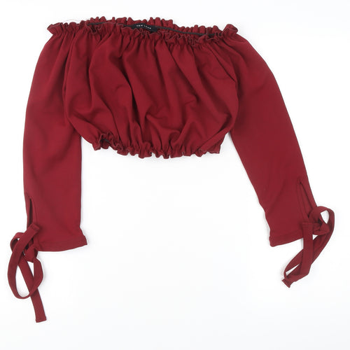 New Look Women’s Red Off Shoulder Cropped Blouse UK 12