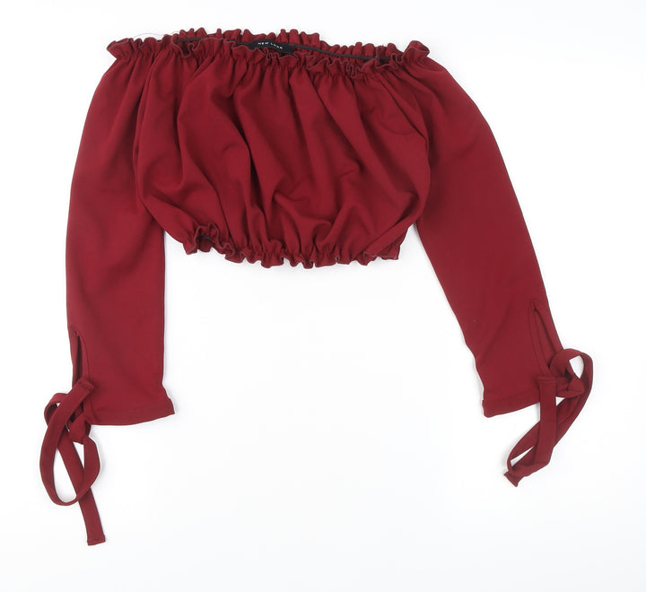 New Look Women’s Red Off Shoulder Cropped Blouse UK 12
