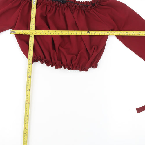 New Look Women’s Red Off Shoulder Cropped Blouse UK 12