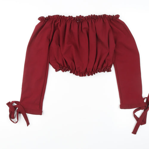 New Look Women’s Red Off Shoulder Cropped Blouse UK 12
