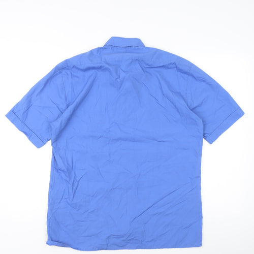 Pierre Leon Men's Blue Short Sleeve Button-Up Casual Shirt M
