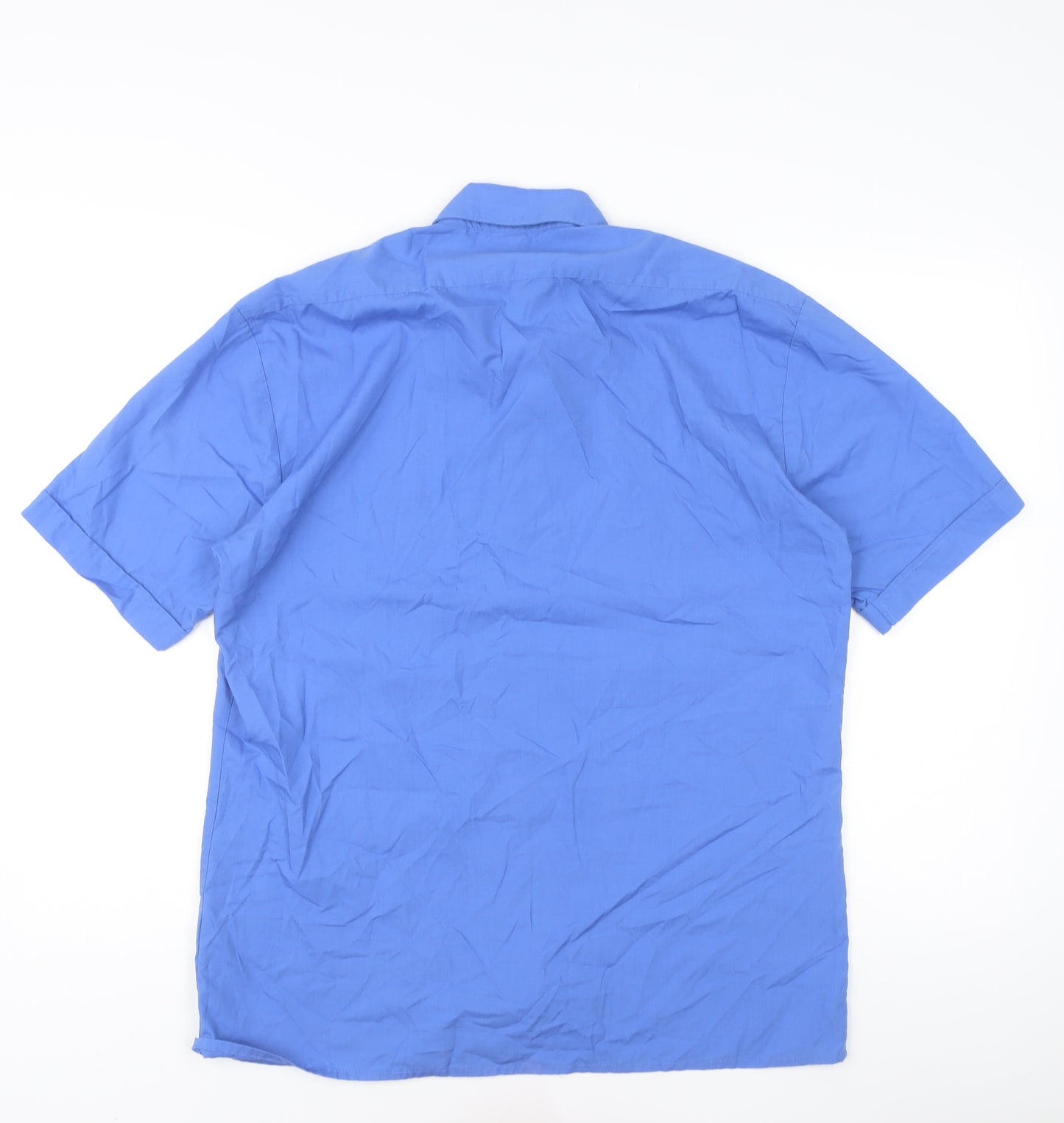Pierre Leon Men's Blue Short Sleeve Button-Up Casual Shirt M