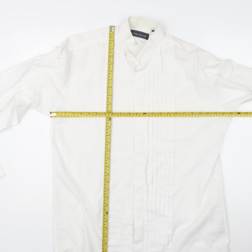Peter England Men’s White 16 Wing Collar Pleated Formal Dress Shirt