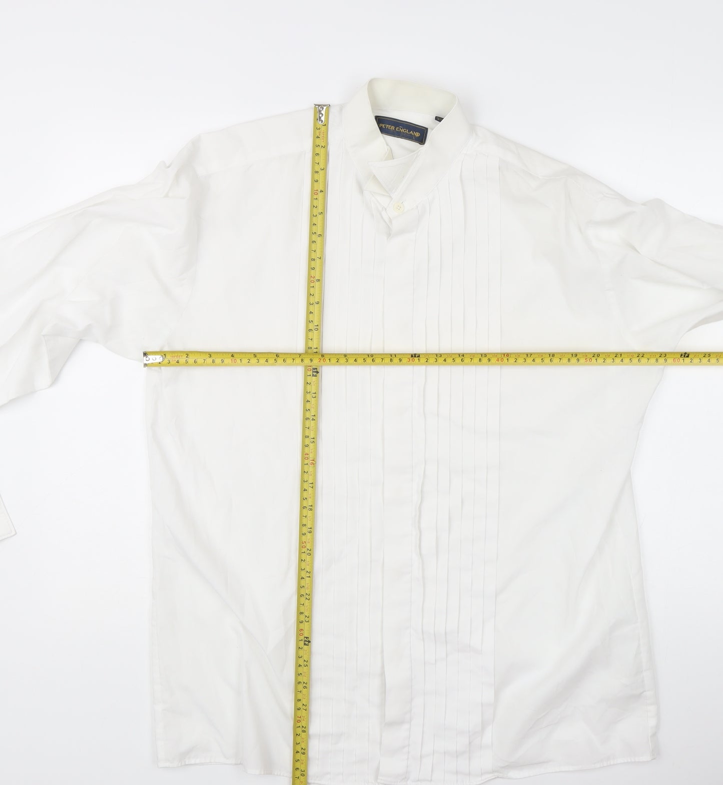 Peter England Men’s White 16 Wing Collar Pleated Formal Dress Shirt