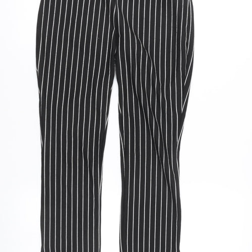 Zara Women’s Black Striped Slim Straight Leg Trousers M