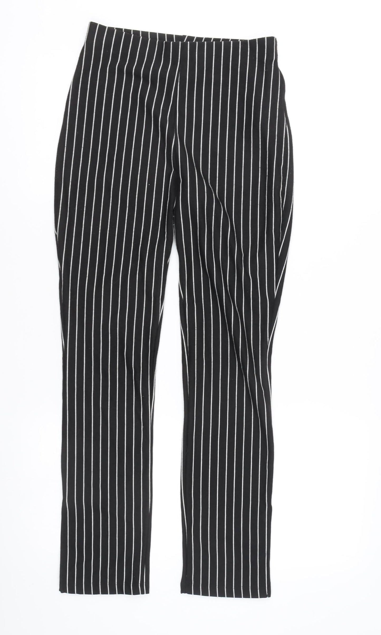 Zara Women’s Black Striped Slim Straight Leg Trousers M