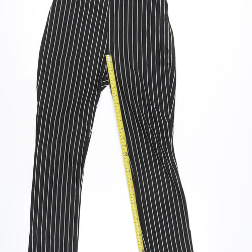 Zara Women’s Black Striped Slim Straight Leg Trousers M