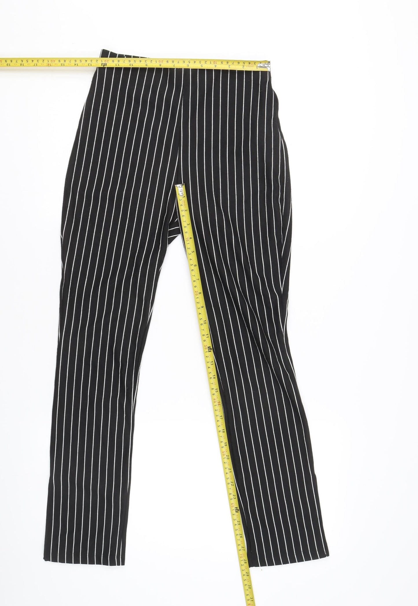 Zara Women’s Black Striped Slim Straight Leg Trousers M