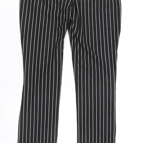 Zara Women’s Black Striped Slim Straight Leg Trousers M