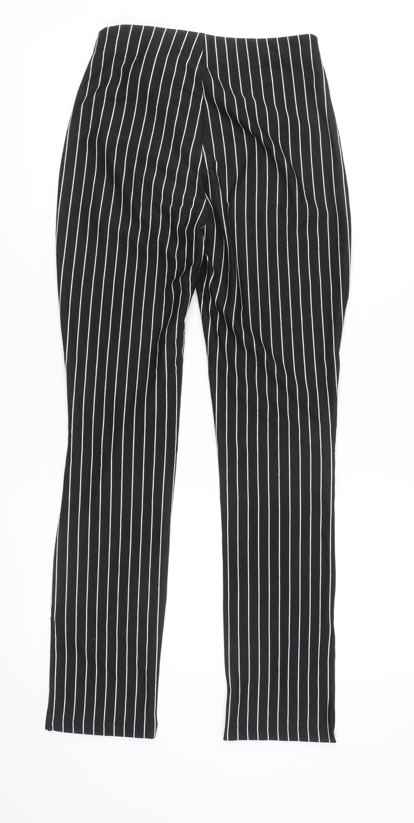 Zara Women’s Black Striped Slim Straight Leg Trousers M