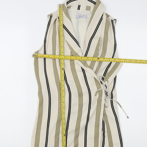 Marks and Spencer Women’s Multicoloured Stripe Wrap Blouse Size 8 Sleeveless