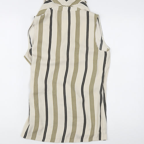 Marks and Spencer Women’s Multicoloured Stripe Wrap Blouse Size 8 Sleeveless