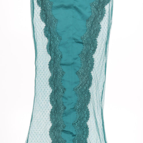 PrettyLittleThing Women’s Green Size 8 High Rise Lace Pencil Skirt