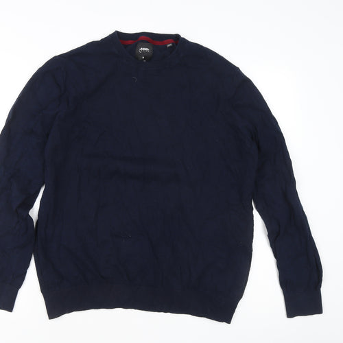 Burton Menswear Men’s Blue XL Cotton Crew Neck Pullover Jumper