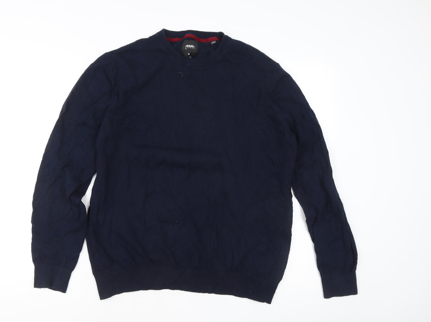 Burton Menswear Men’s Blue XL Cotton Crew Neck Pullover Jumper