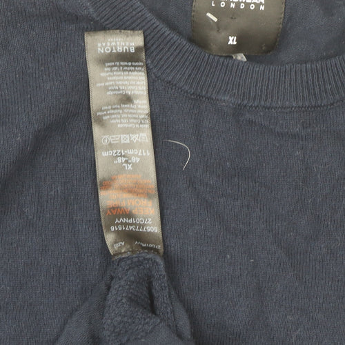 Burton Menswear Men’s Blue XL Cotton Crew Neck Pullover Jumper