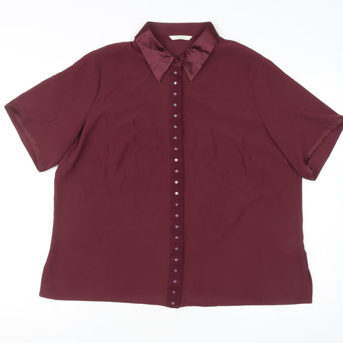 Marks and Spencer Women’s Purple Beaded Collared Button-Up Shirt Size 18