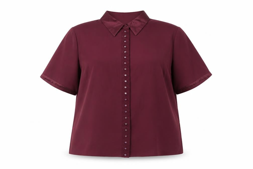 Marks and Spencer Women’s Purple Beaded Collared Button-Up Shirt Size 18
