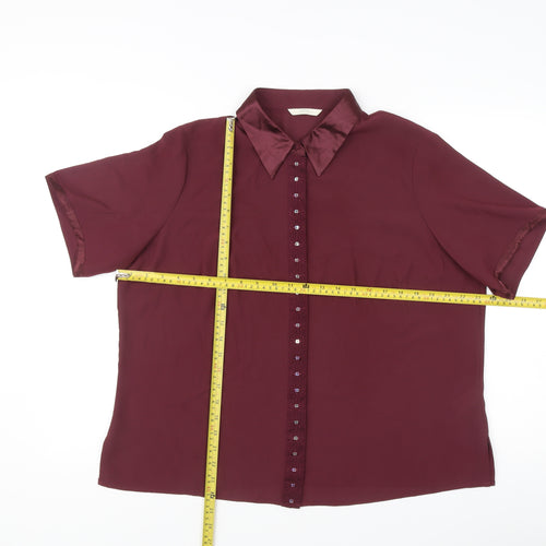 Marks and Spencer Women’s Purple Beaded Collared Button-Up Shirt Size 18