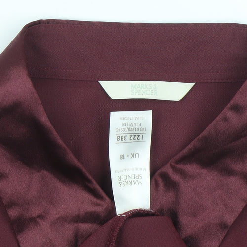 Marks and Spencer Women’s Purple Beaded Collared Button-Up Shirt Size 18