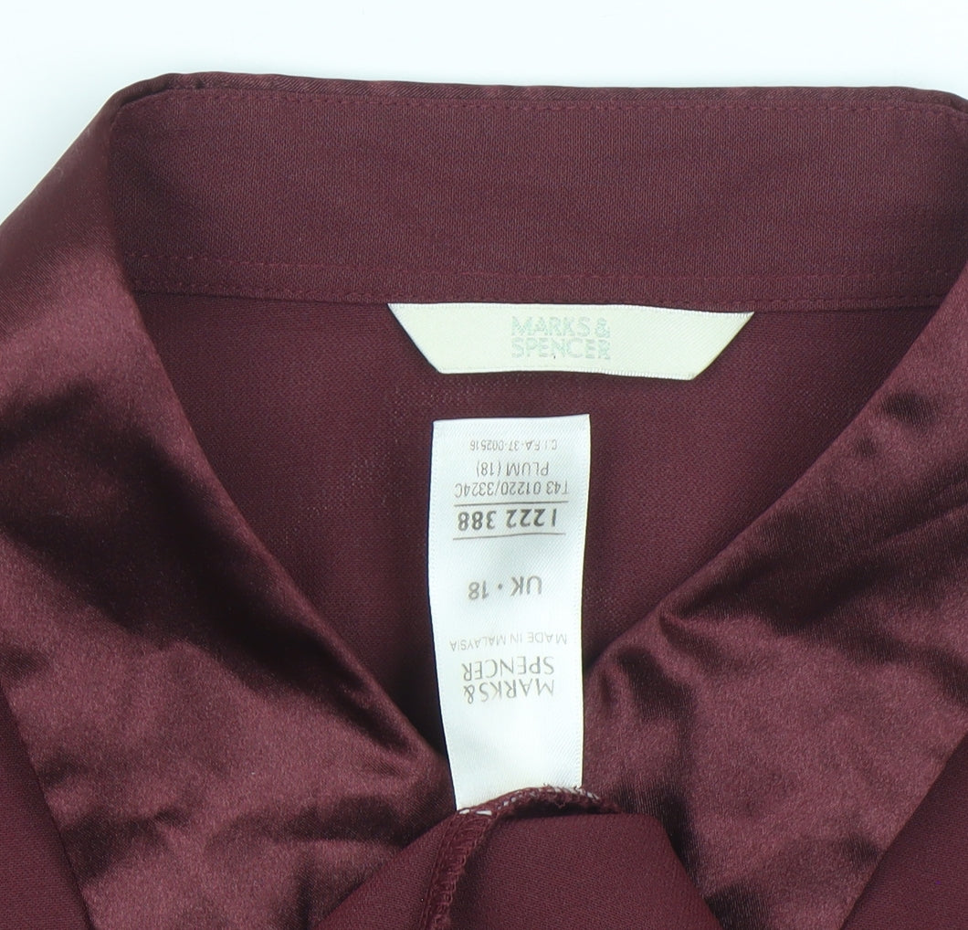 Marks and Spencer Women’s Purple Beaded Collared Button-Up Shirt Size 18