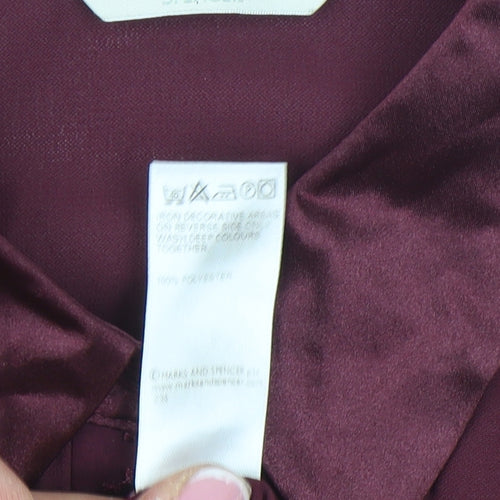 Marks and Spencer Women’s Purple Beaded Collared Button-Up Shirt Size 18