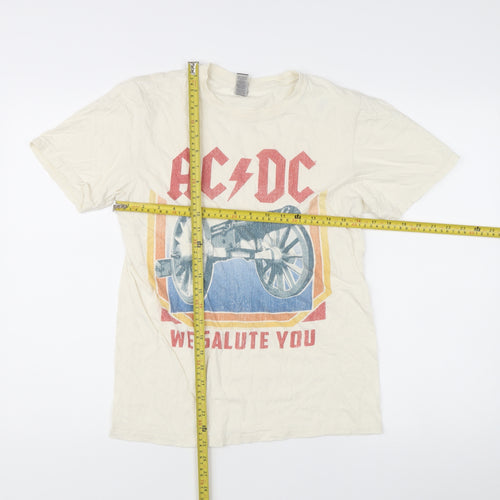 Gildan Men’s Ivory AC/DC Band Graphic T-Shirt Size L