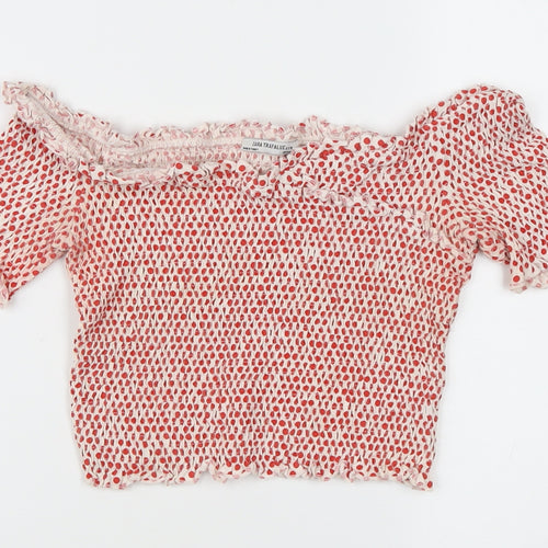 Zara Trafaluc Women’s Multicoloured Polka Dot Cropped Blouse S