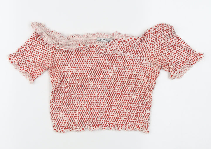 Zara Trafaluc Women’s Multicoloured Polka Dot Cropped Blouse S
