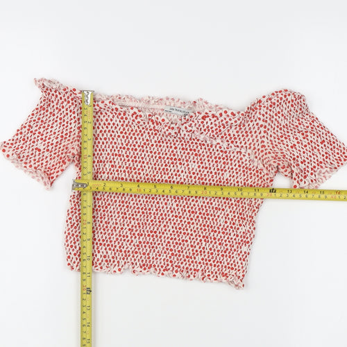 Zara Trafaluc Women’s Multicoloured Polka Dot Cropped Blouse S