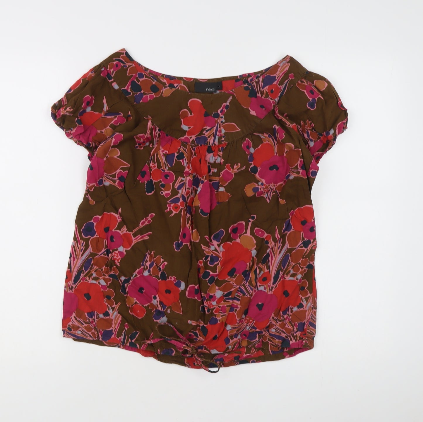 Next Womens Multicoloured Floral Cotton Tunic Blouse Size 12