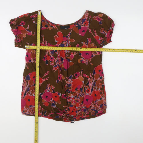 Next Womens Multicoloured Floral Cotton Tunic Blouse Size 12