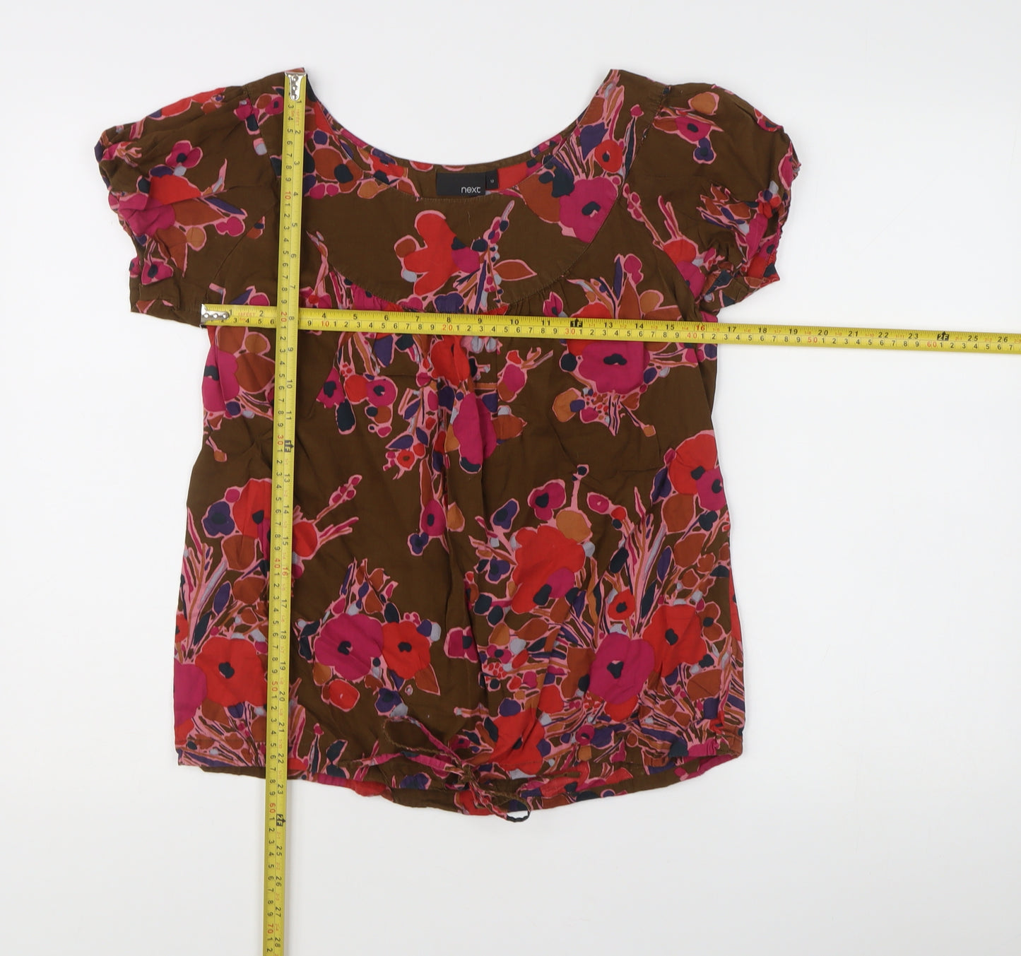 Next Womens Multicoloured Floral Cotton Tunic Blouse Size 12