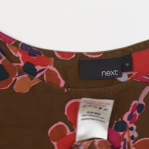 Next Womens Multicoloured Floral Cotton Tunic Blouse Size 12