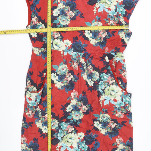 Laura Ashley Women's Red Floral Knee Length Shift Dress Size 16