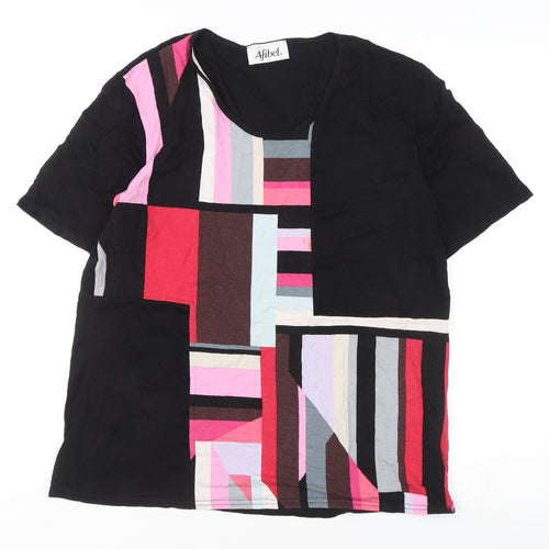Afibel Women's Multicoloured Geometric T-Shirt Size 14 Jersey Stretch