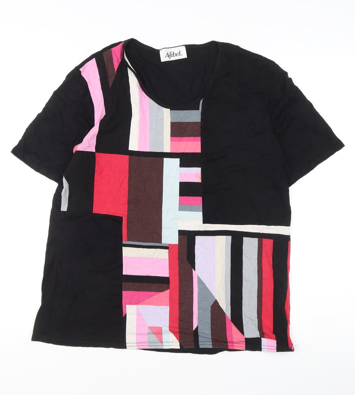 Afibel Women's Multicoloured Geometric T-Shirt Size 14 Jersey Stretch