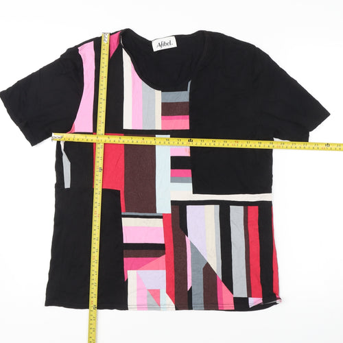 Afibel Women's Multicoloured Geometric T-Shirt Size 14 Jersey Stretch