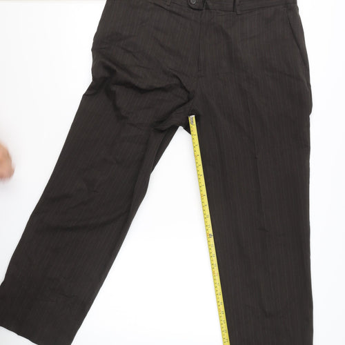 Matalan Men's Brown Pinstripe 38W 29L Straight Leg Suit Trousers
