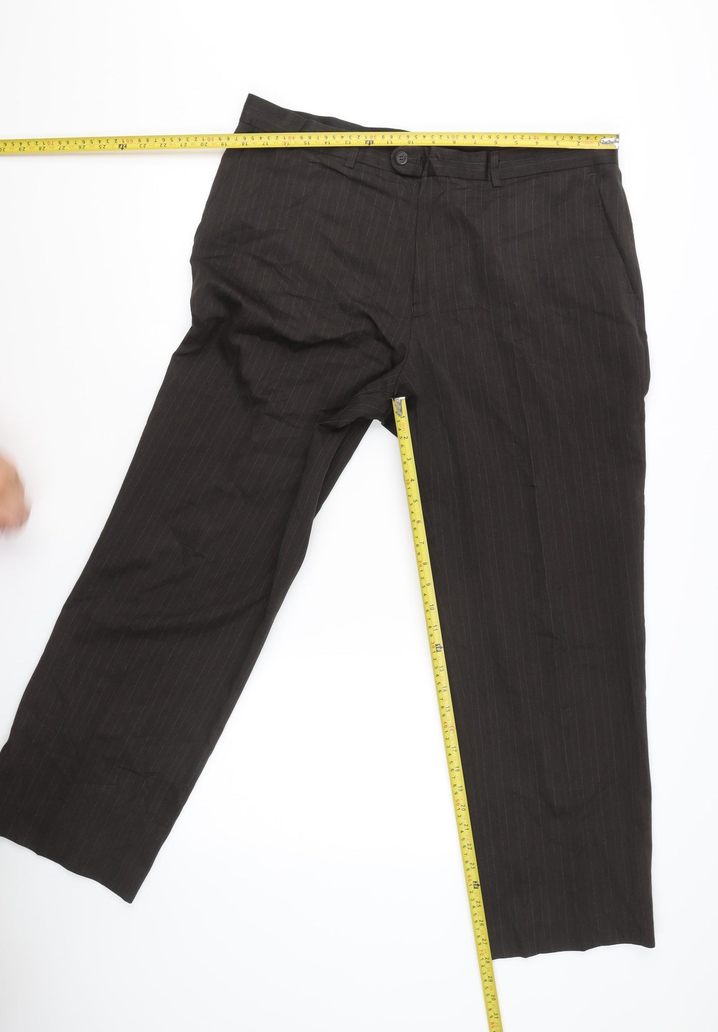 Matalan Men's Brown Pinstripe 38W 29L Straight Leg Suit Trousers
