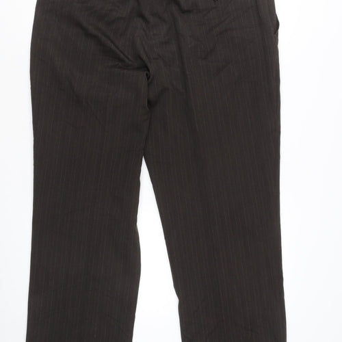 Matalan Men's Brown Pinstripe 38W 29L Straight Leg Suit Trousers
