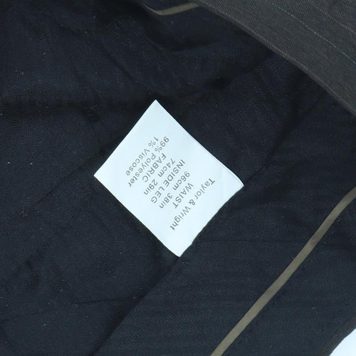 Matalan Men's Brown Pinstripe 38W 29L Straight Leg Suit Trousers
