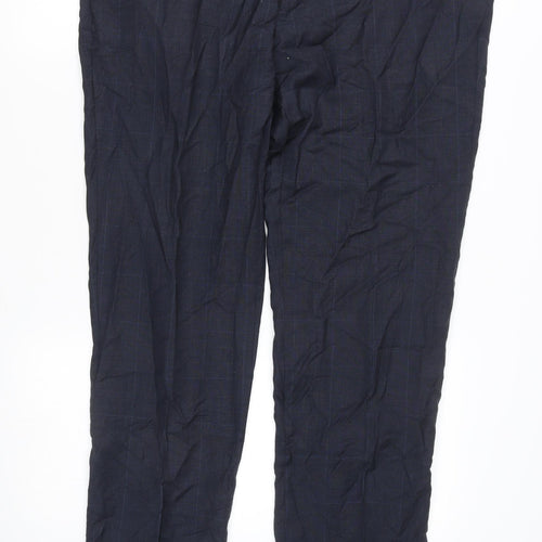 Marks and Spencer Men’s Blue Slim Fit Wool Check Suit Trousers 38W 33L
