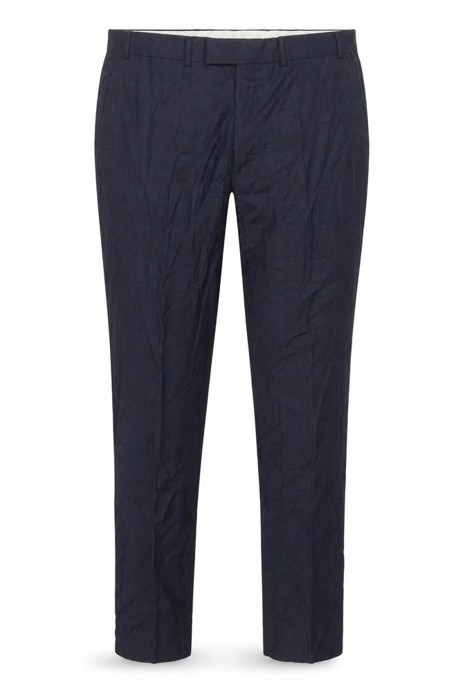 Marks & Spencer Men’s Blue Slim Fit Wool Check Suit Trousers 38W 33L